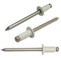 1/8" X 1/4" Blind Rivet, Dome Head, All Steel Rivet/Mandrel, Painted White